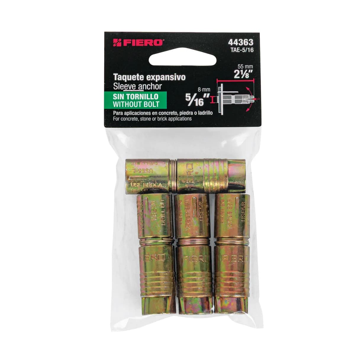 Bolsa con 4 Taquetes Expansivos 5/16" Fiero - 44363