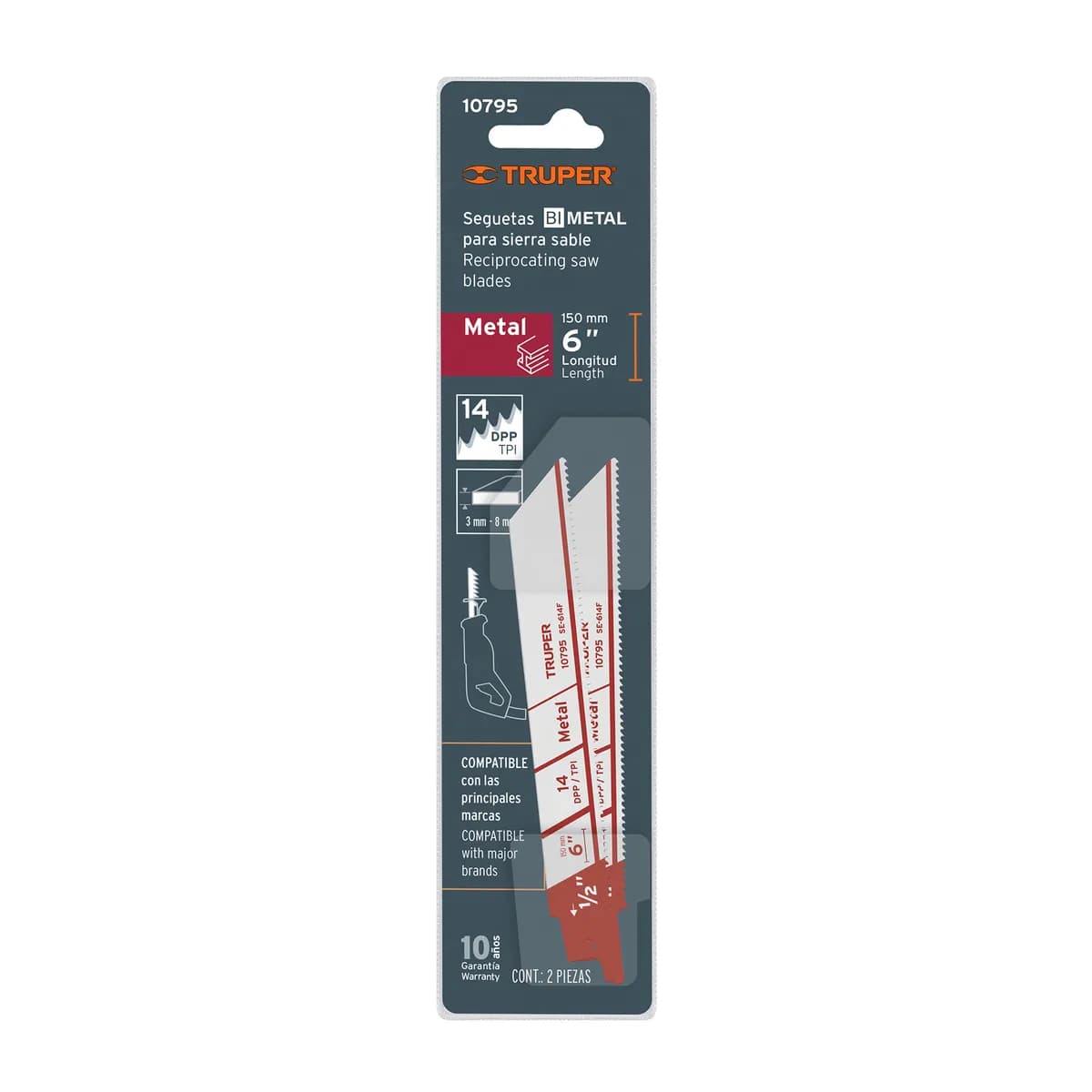 2 Seguetas para Sierra Sable 6" para Metal Truper - 10795
