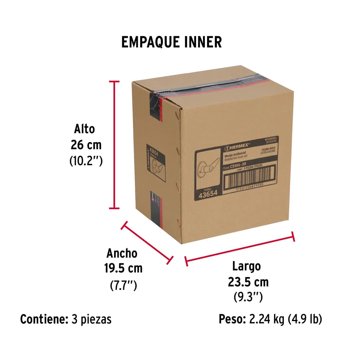 Cerradura de Manija Turín para Recámara CEMA-3 Truper - 43654