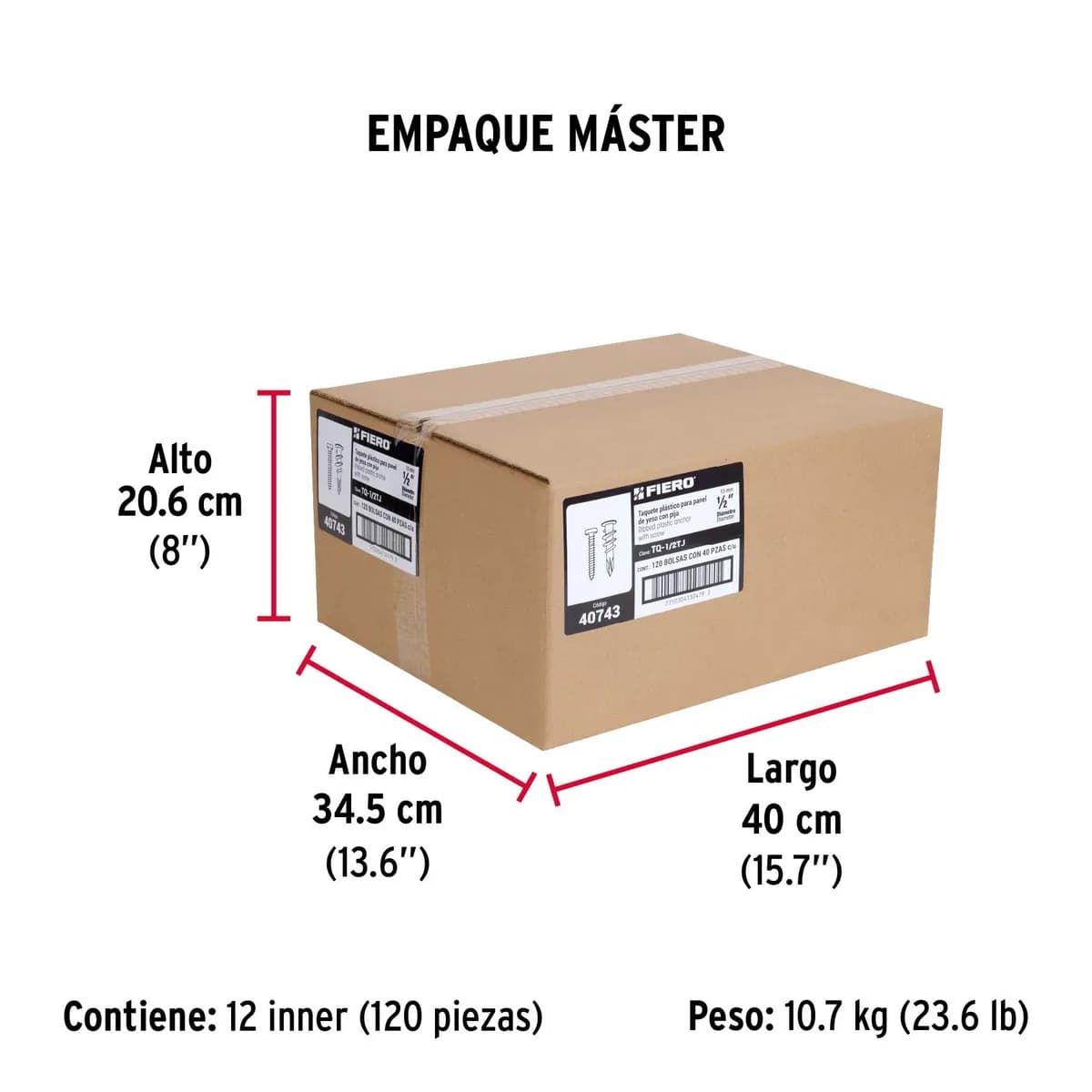 Kit de 20 Taquetes Plásticos 1/2" para Pared de Yeso Truper - 40743