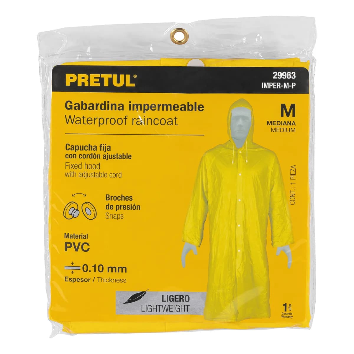 Gabardina Impermeable Ligera de PVC Talla M Pretul - 29963