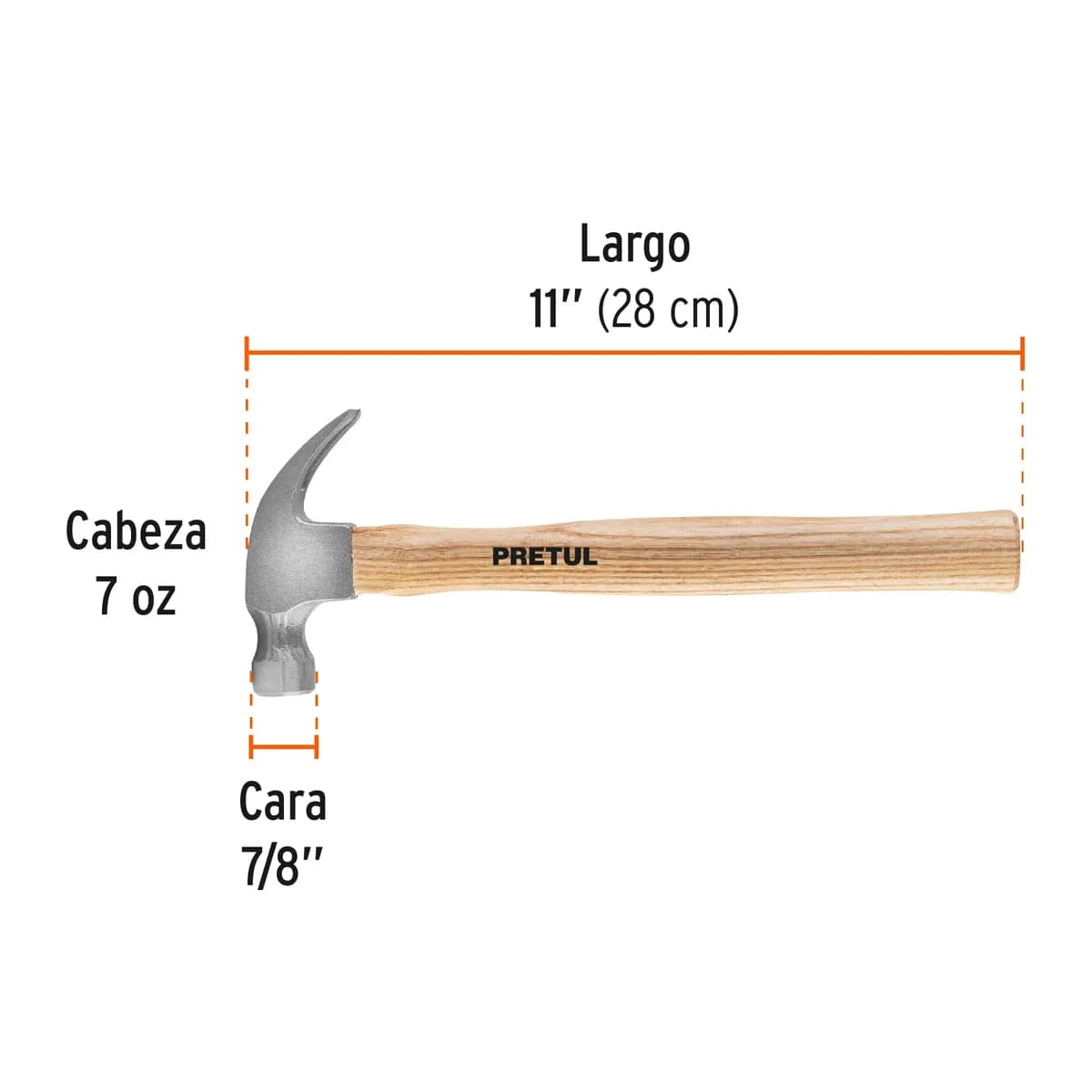 Martillo Semipulido Uña Curva 7 oz Pretul - 25000
