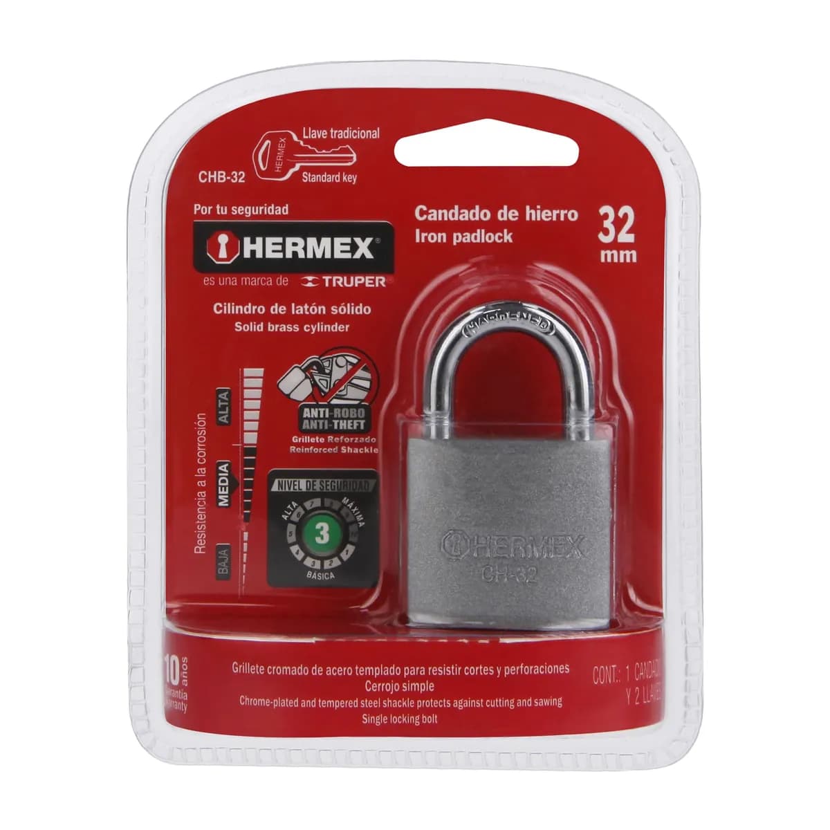 Candado de Hierro 32 mm Hermex - 43792