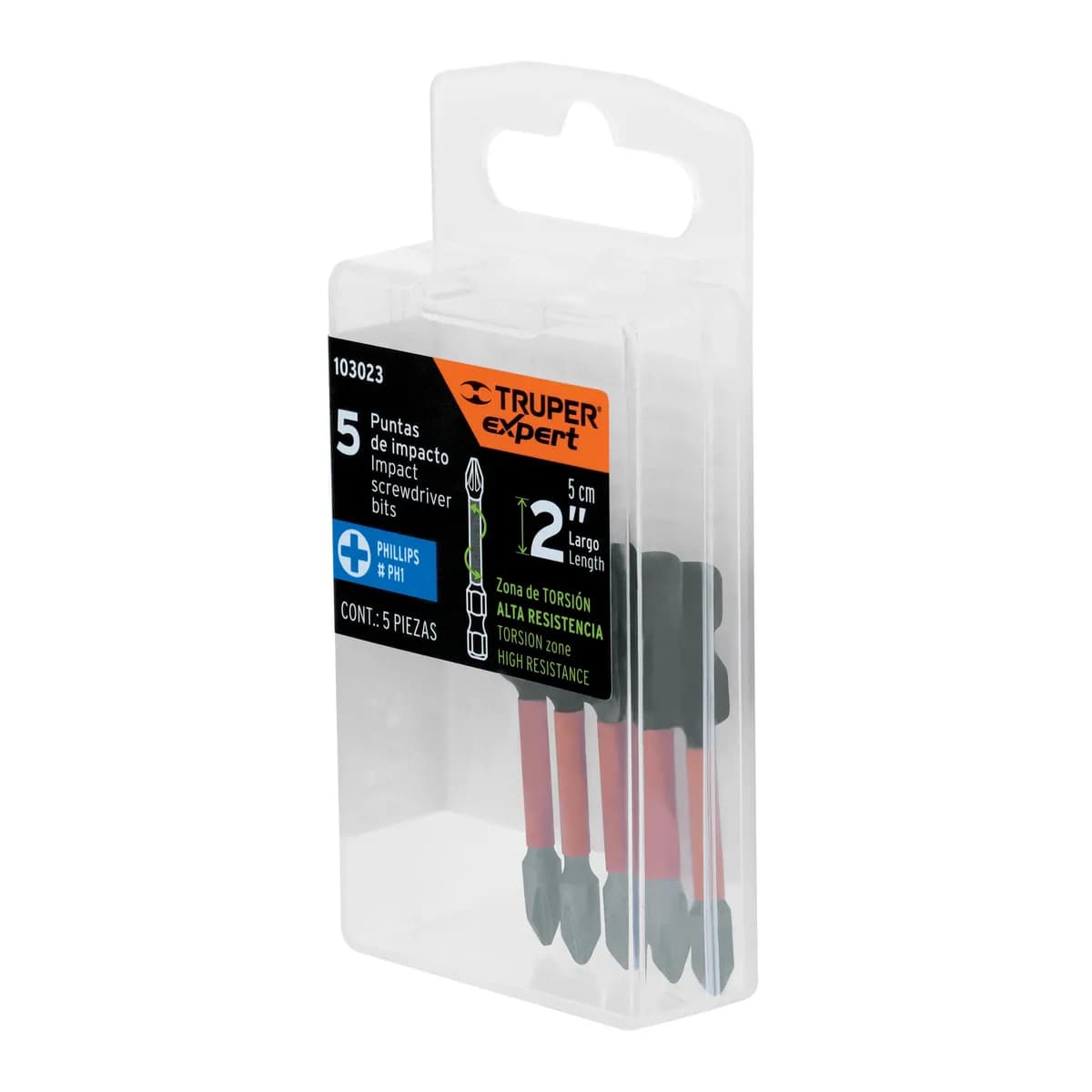 Estuche con 5 Puntas de Cruz PH1 Largo 2" Truper - 103023