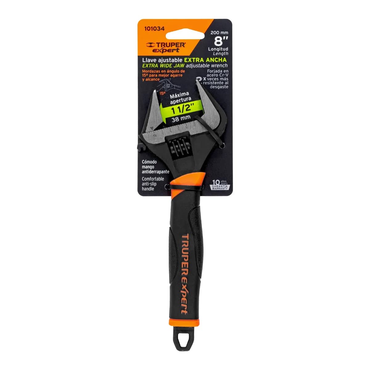 Llave Perico Ajustable Boca Ancha 8" Truper Expert - 101034