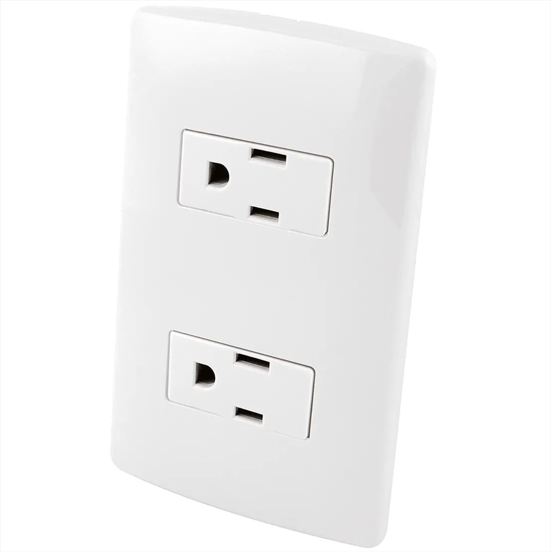 Contacto Doble Aterrizado con Placa de Plástico Blanco AKSI - 118371