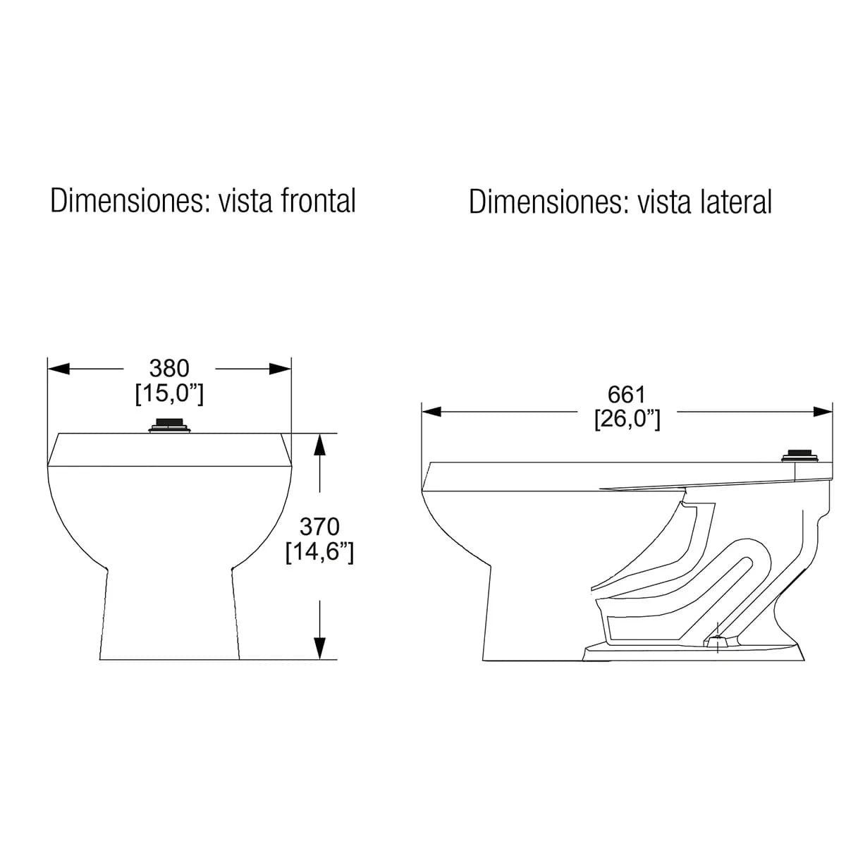 Taza para Fluxómetro 4.8 LPD NAO Helvex - H-NAO