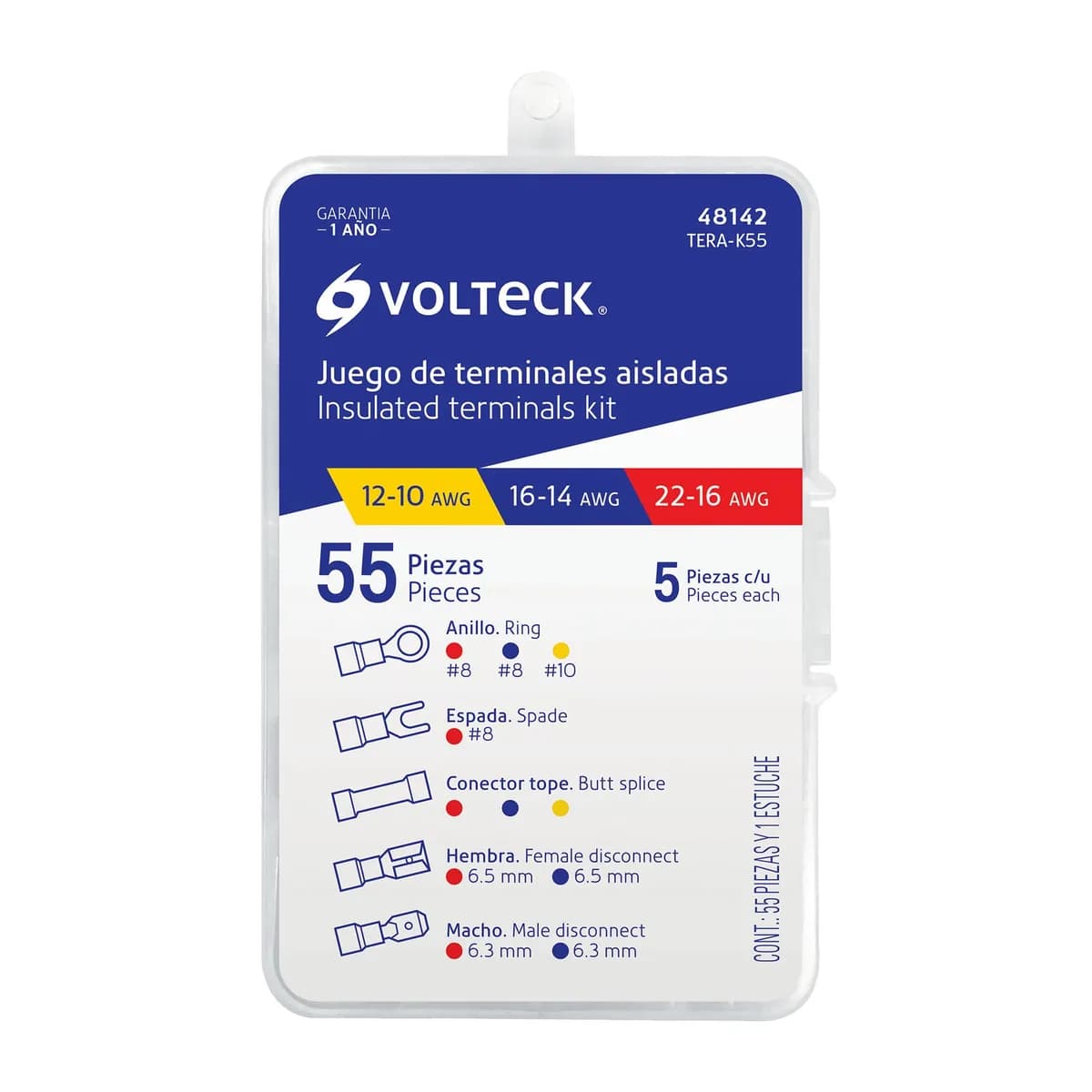 Juego de 55 Terminales para Cable Volteck - Paquete de 50 Piezas