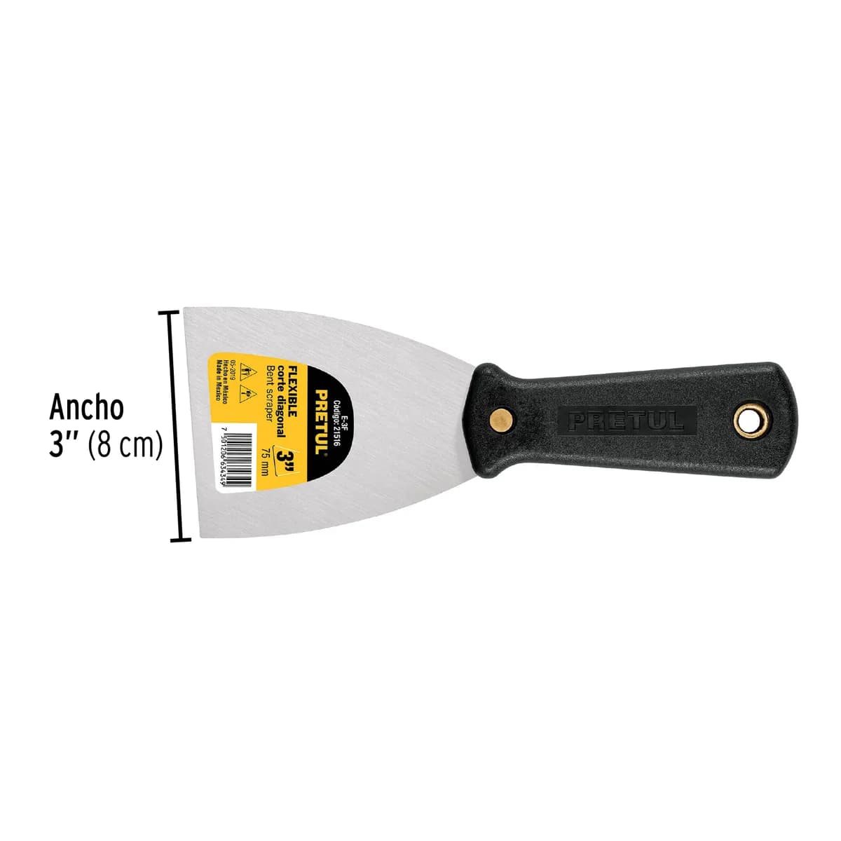 Espátula Flexible 3" con Mango Plástico Pretul - 21516