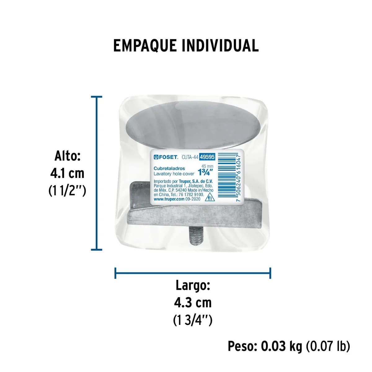 Cubretaladro de Acero Inoxidable 1-3/4" Cromo Foset - 49595