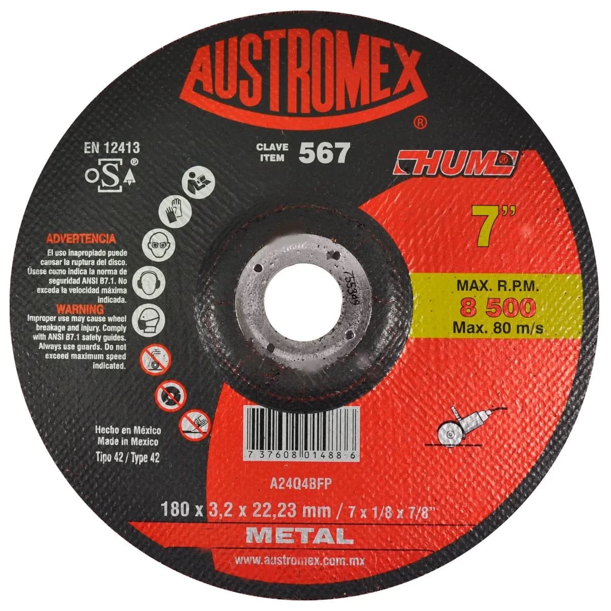 Disco de Corte para Metal 567 Austromex - A-567