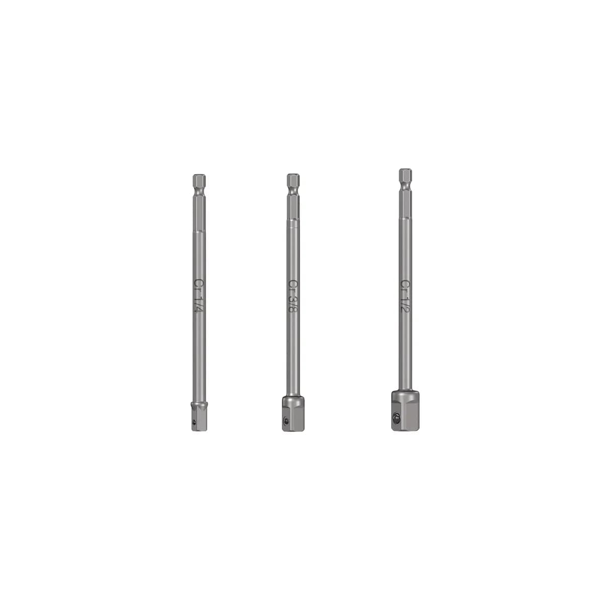 Juego de 3 Adaptadores Largos para Dados 1/4", 3/8" y 1/2" Truper - 19599