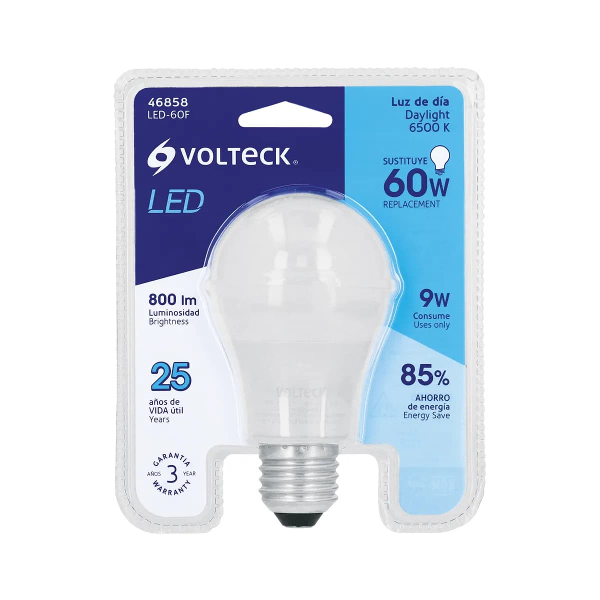 Foco LED 9 W (60 W) A19 6500 K 800 lm en Blíster Volteck - 46858