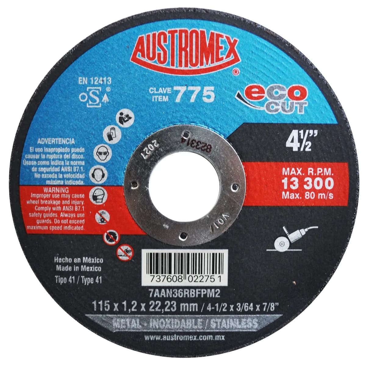Disco de Corte para Acero Inoxidable 4 1/2" Austromex - A775