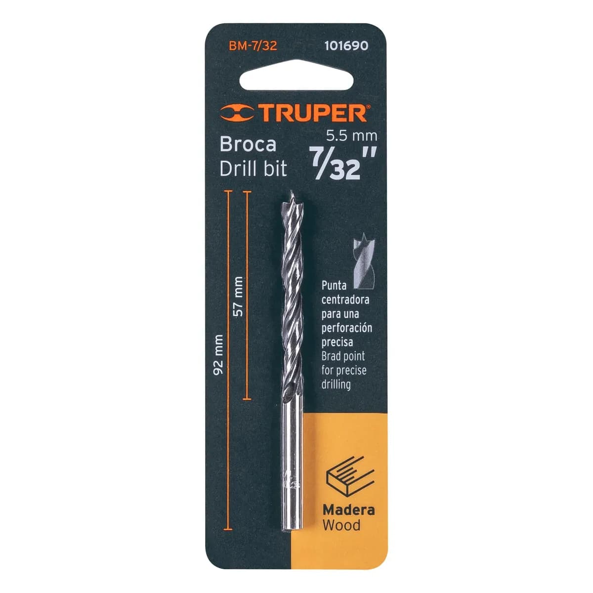 Broca con Punta Centradora para Madera 7/32" Truper - 101690