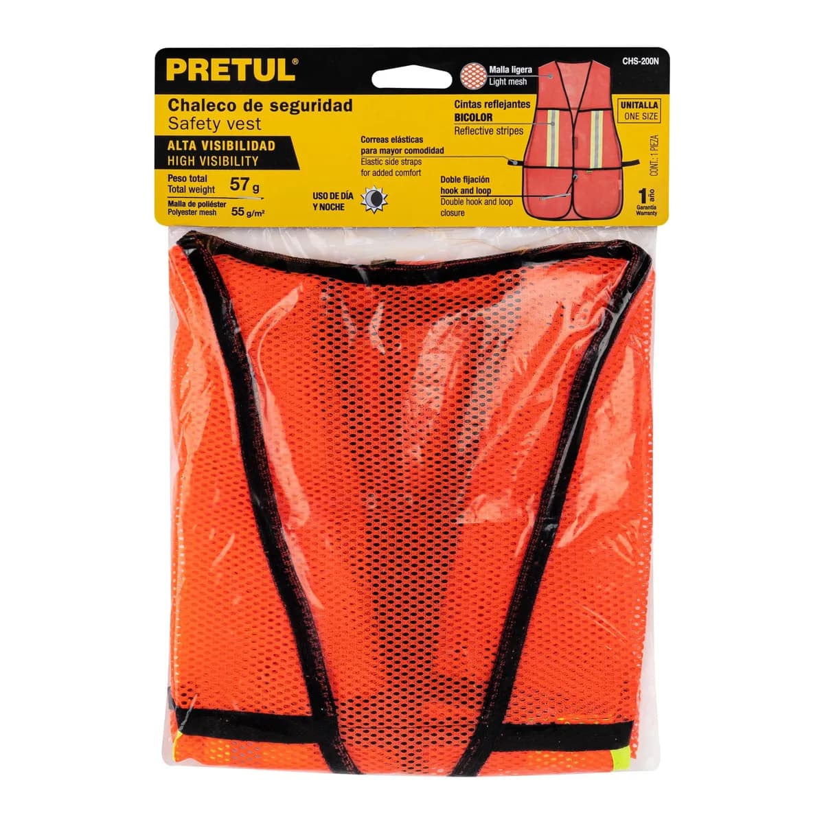 Chaleco de Seguridad con Cintas Reflejantes Naranja Pretul - 21025