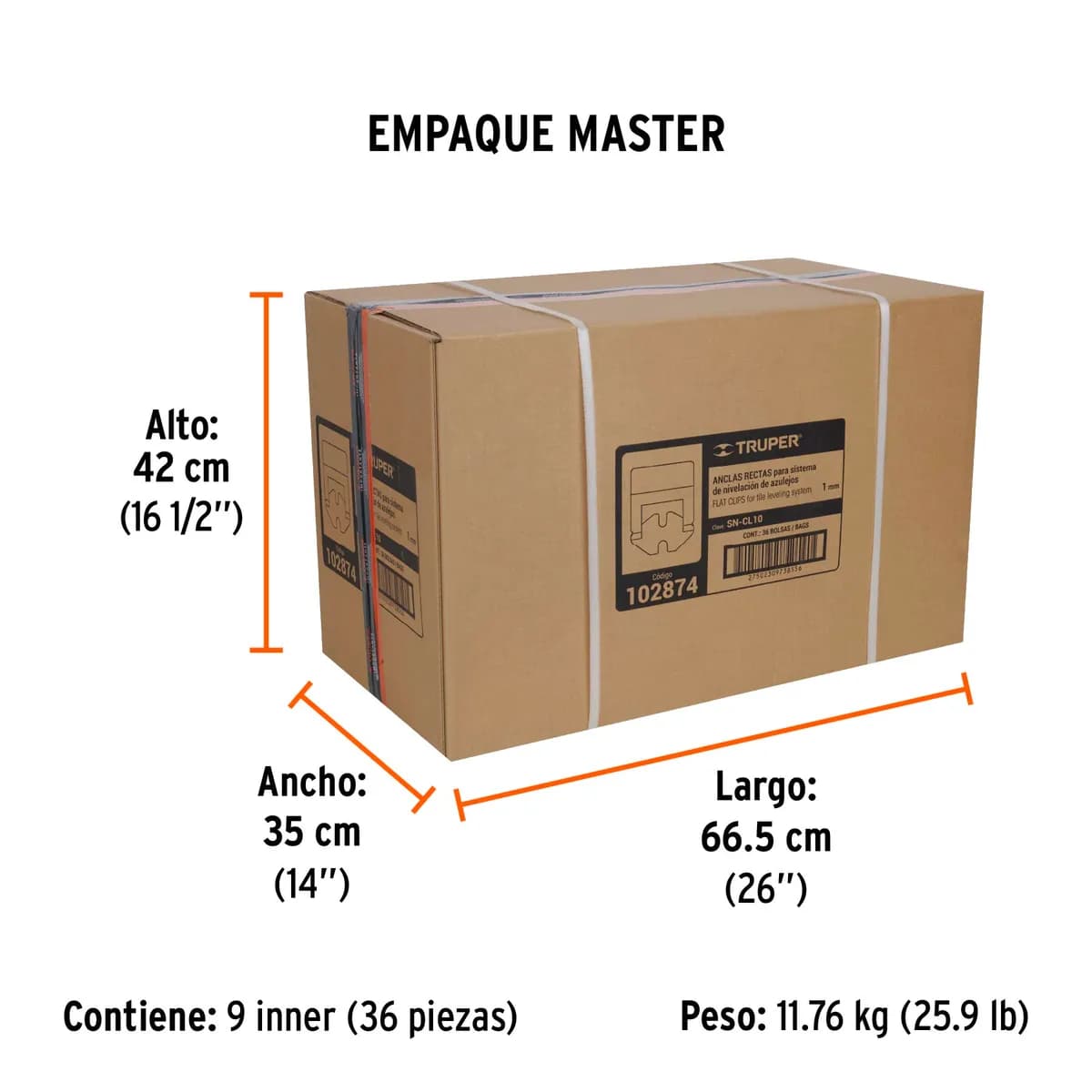 Bolsa con 100 Anclas para Nivelación 1 mm Truper - 102874