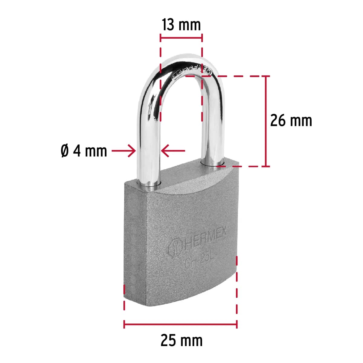 Candado de Hierro 25 mm Gancho Largo CHB-25L Truper - 43798