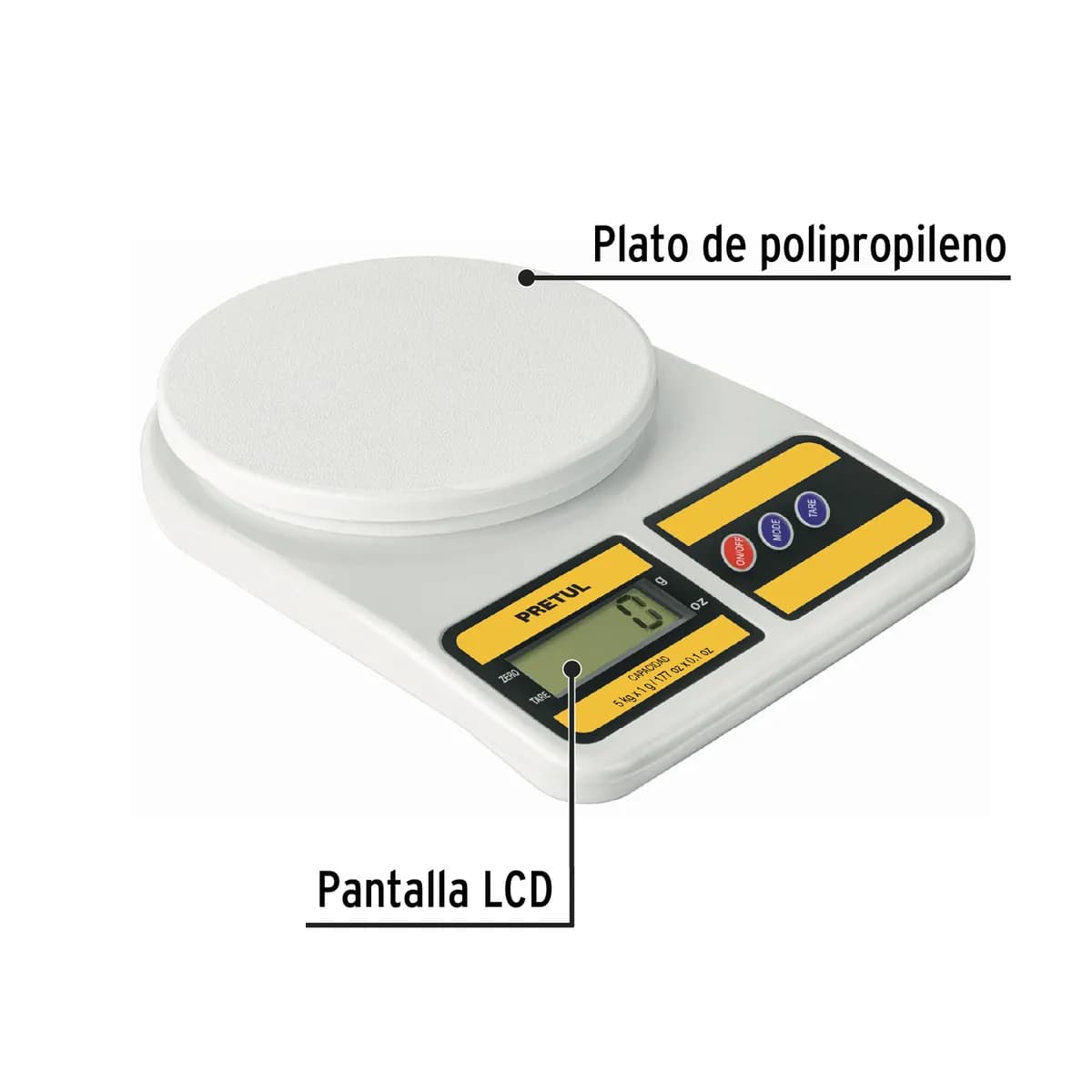 Báscula Digital para Cocina 5 kg Pretul - 28309