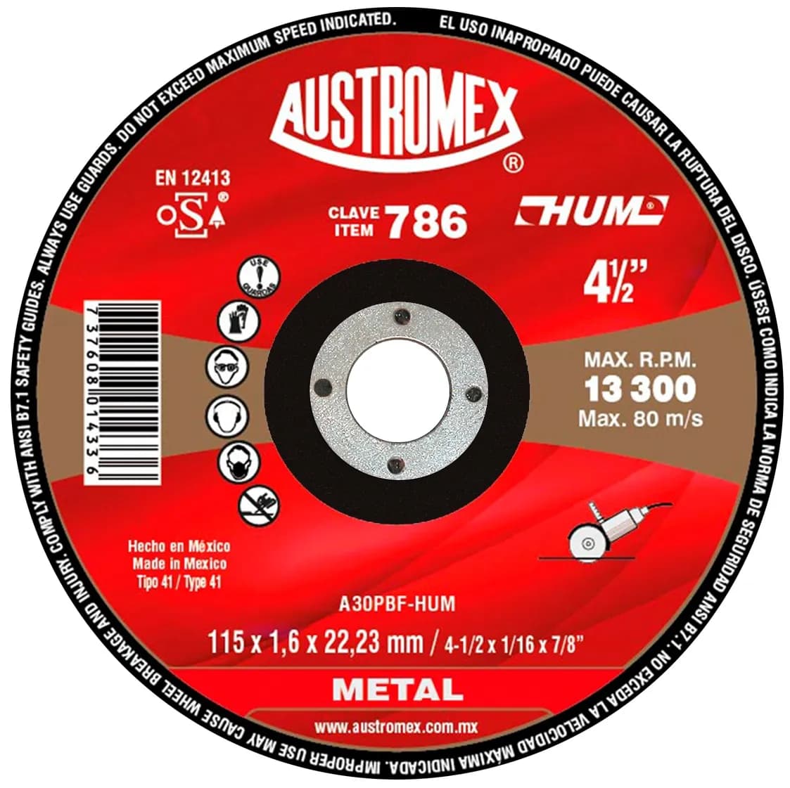 Disco de Corte HUM 786 Austromex - A-786