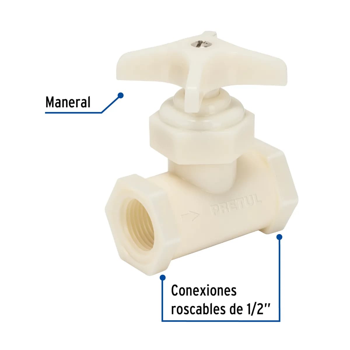 Válvula Globo ABS 1/2" Roscable Pretul - 20665