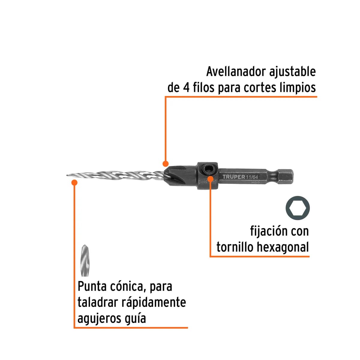 Broca Avellanadora para Madera #8 Truper - 102376