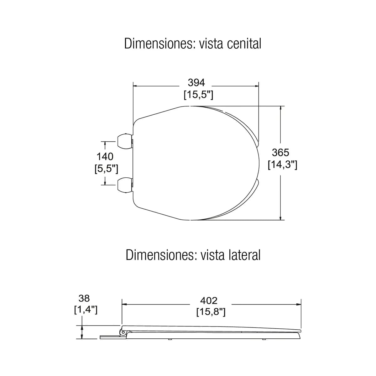 Asiento Corto con Cierre Estándar Blanco Helvex - H-ATR1