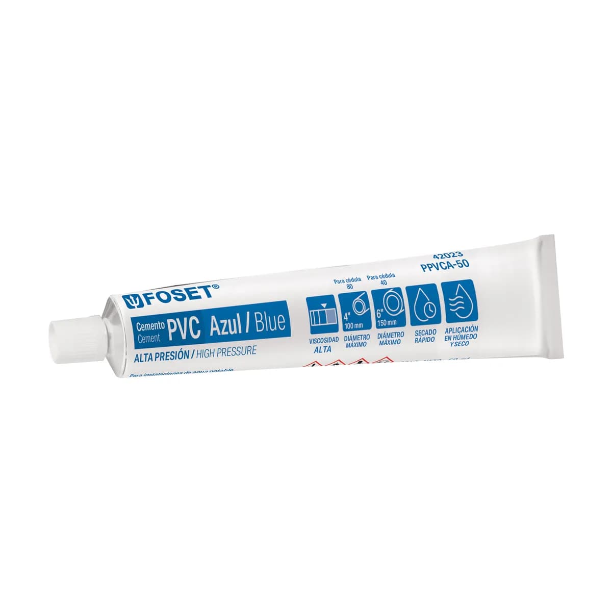 Tubo de 50 ml Cemento para PVC Alta Presión Azul Foset - 42023