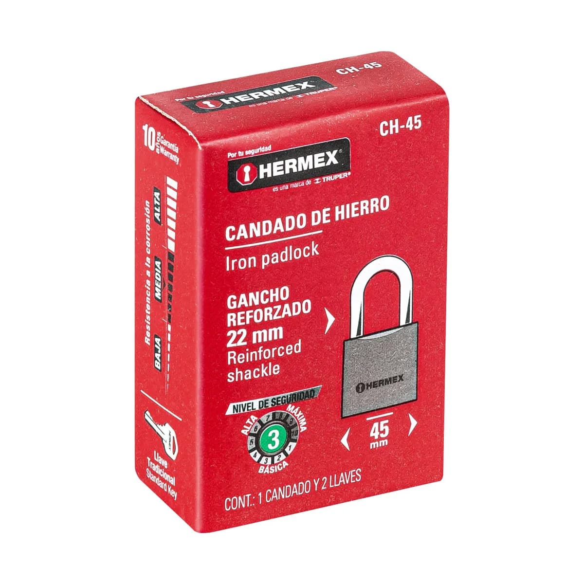 Candado de Hierro 45 mm Gancho Corto Hermex - 43316