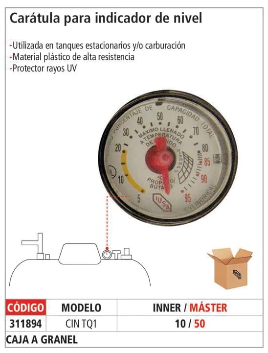 Carátula para Indicador de Nivel de Tanque Estacionario IUSA - 311894