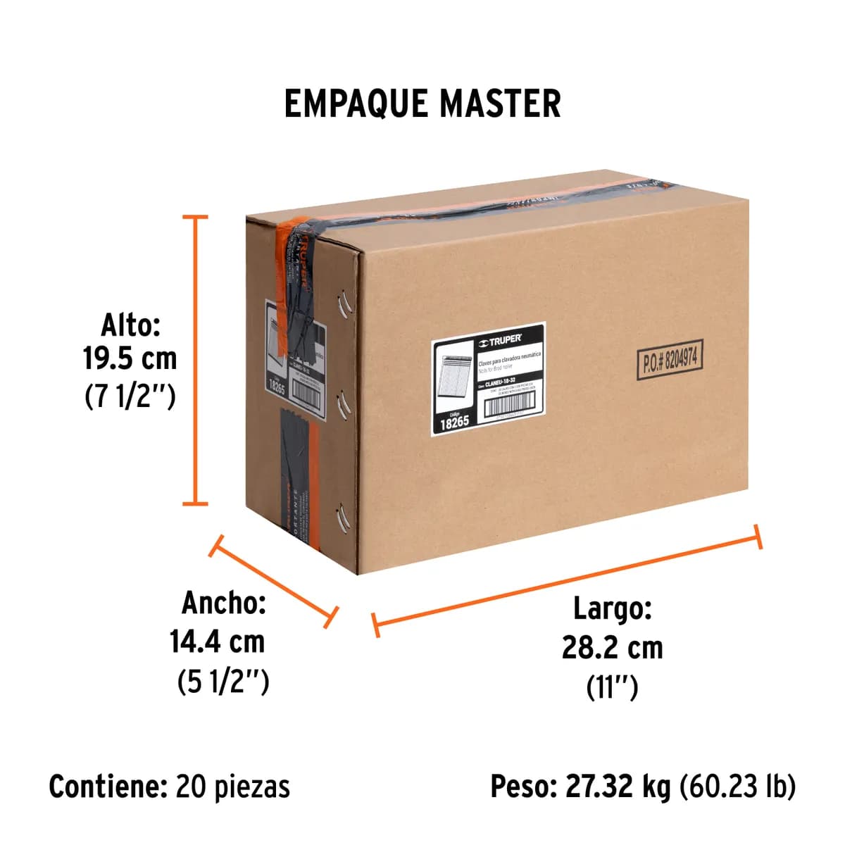 Caja con 5000 Clavos Calibre 18 de 32 mm Truper - 18265