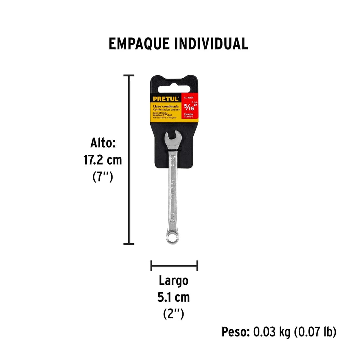 Llave Combinada 5/16" x 120 mm de Largo Pretul - 21881