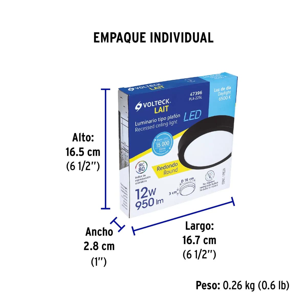 Luminario LED de Plafón 12 W Redondo Negro Volteck - 47396
