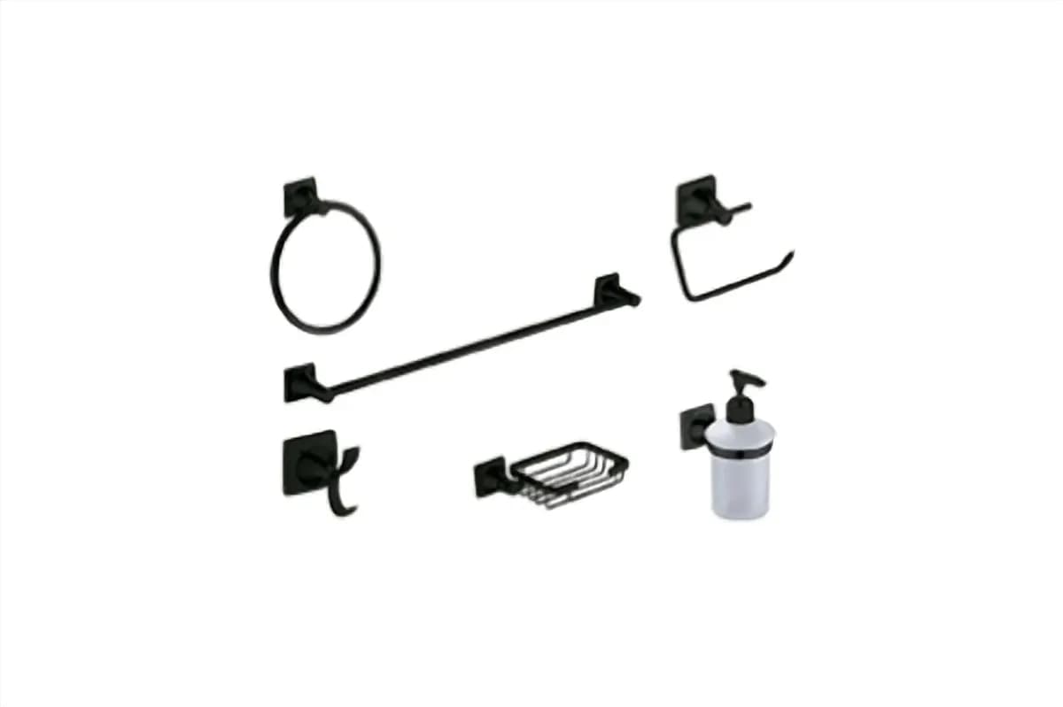 Juego de Accesorios para Baño 6 Piezas Negro Mate Meer - ACC-011