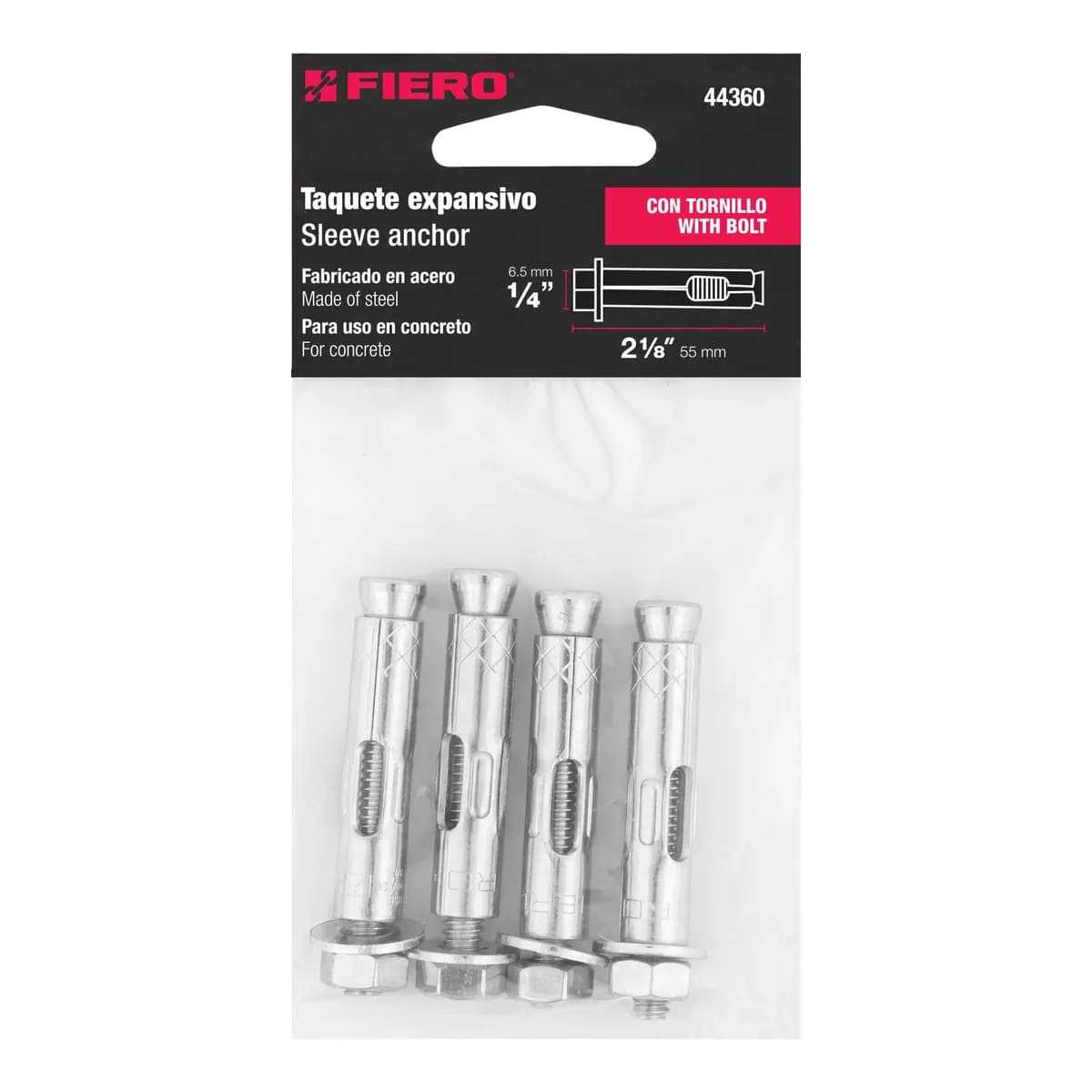 Bolsa con 4 Taquetes Expansivos 1/4" Fiero - 44360