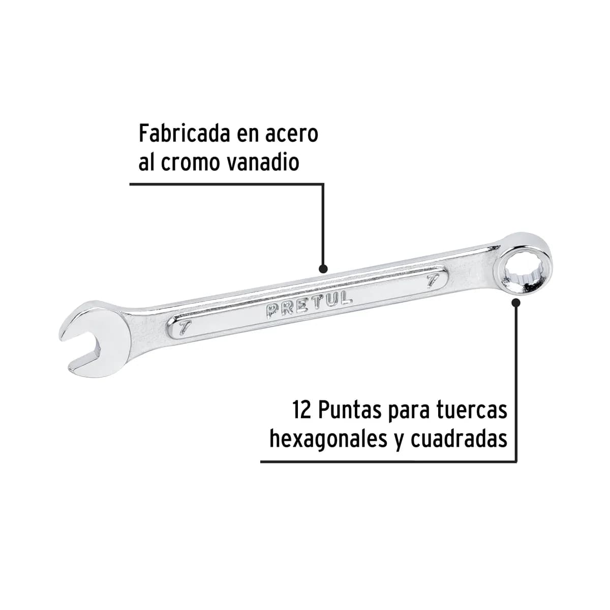 Llave Combinada 7 mm Pretul LL-2007MP - 21901