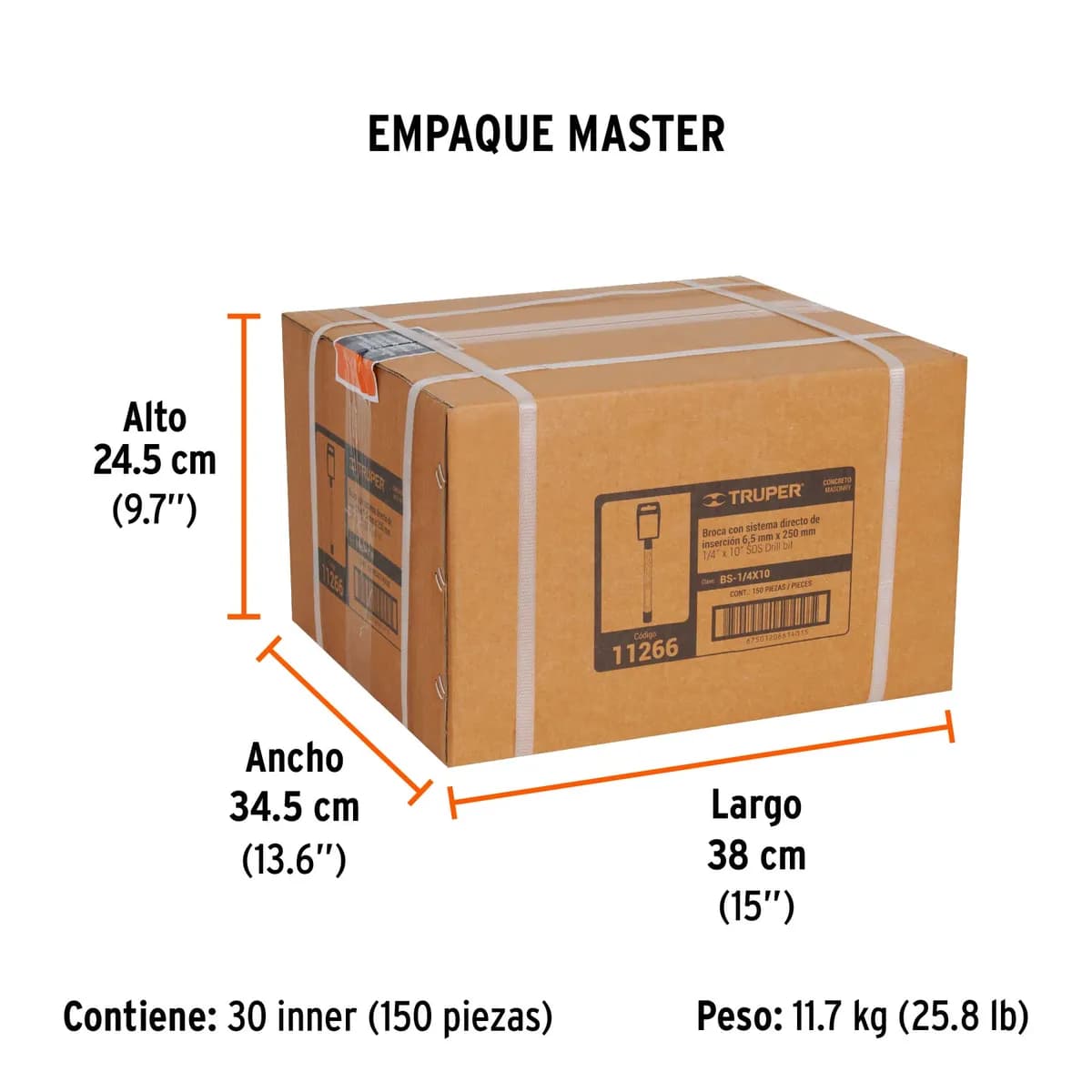 Broca SDS Plus 1/4" x 10" Truper - 11266