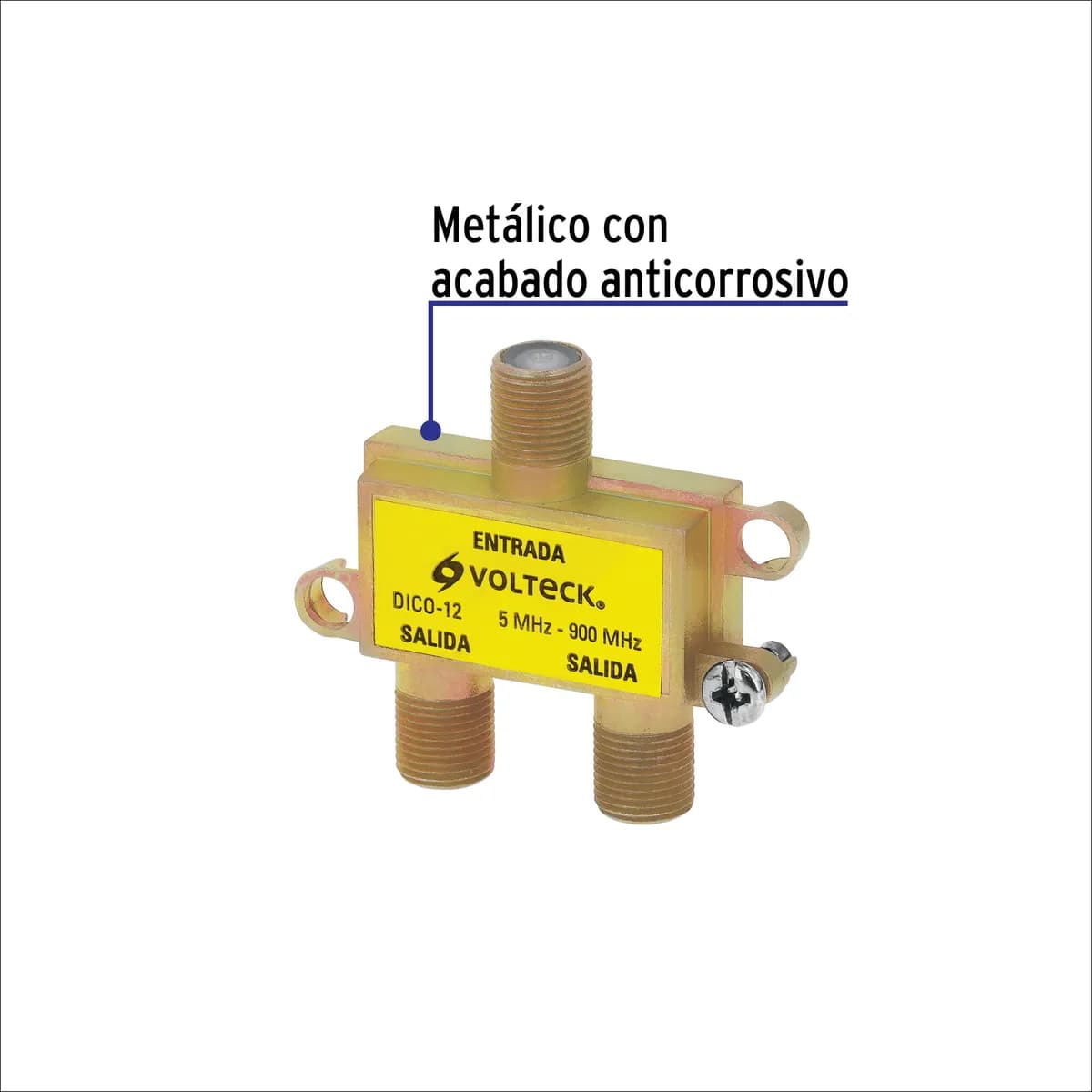 Divisor Coaxial de 1 Entrada y 2 Salidas Volteck - 48475