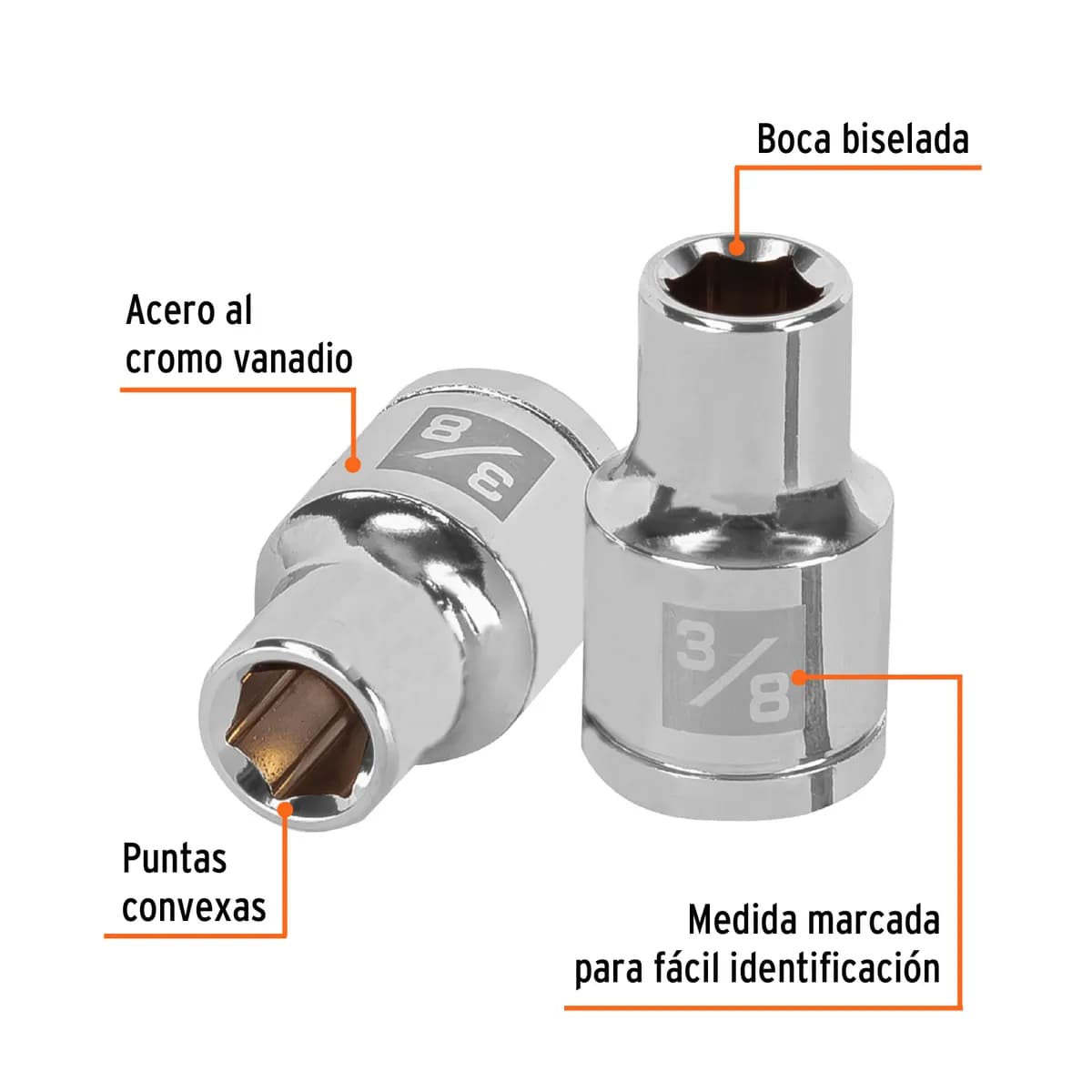 Dado de 3/8" 6 Puntas Cuadro 1/2" Truper - 13230