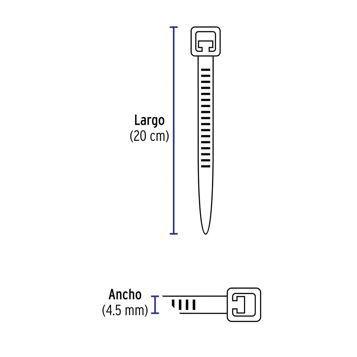 Bolsa con 50 Cinchos de Plástico 50 lb 200 x 4.5 mm Truper - 44326