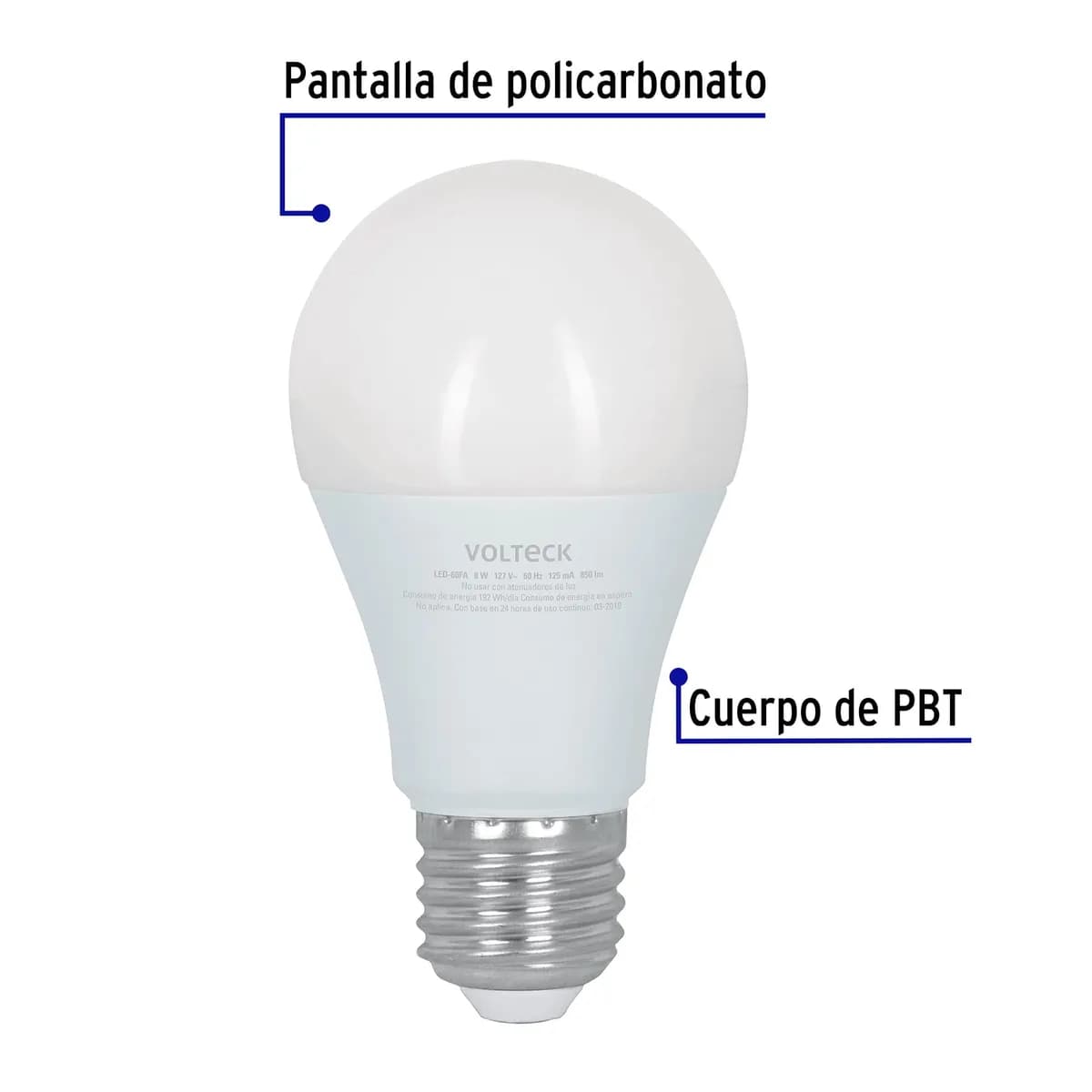 Foco LED 8 W (60 W) 6500 K con 3 Niveles de Luminosidad Volteck - 48052
