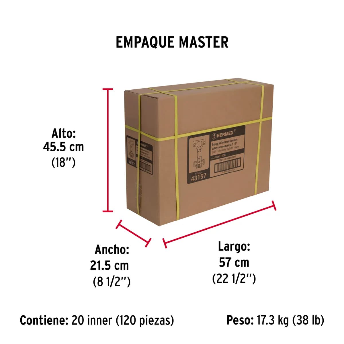 Bolsa con 2 Bisagras Bidimensionales 110° Truper - 43157