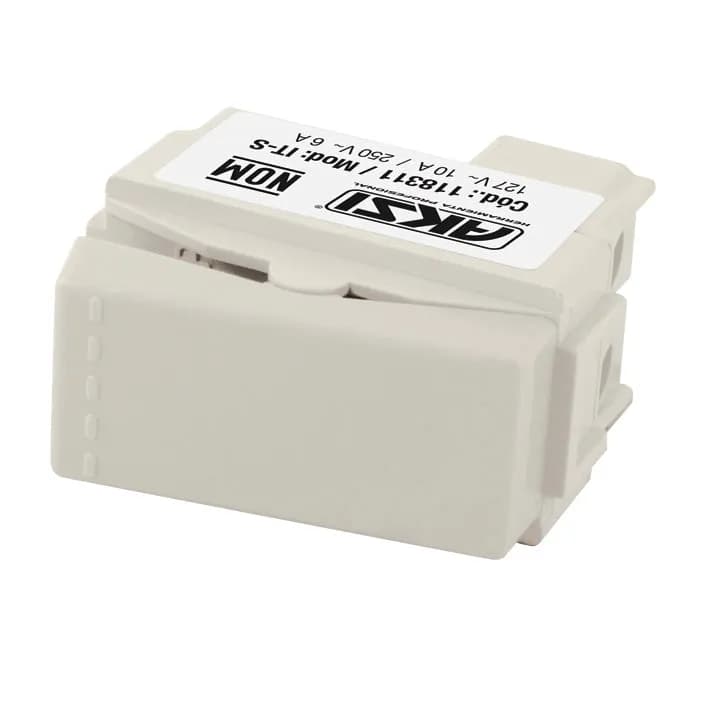 Apagador Sencillo de Tecla 127V/10A Blanco AKSI - 118313