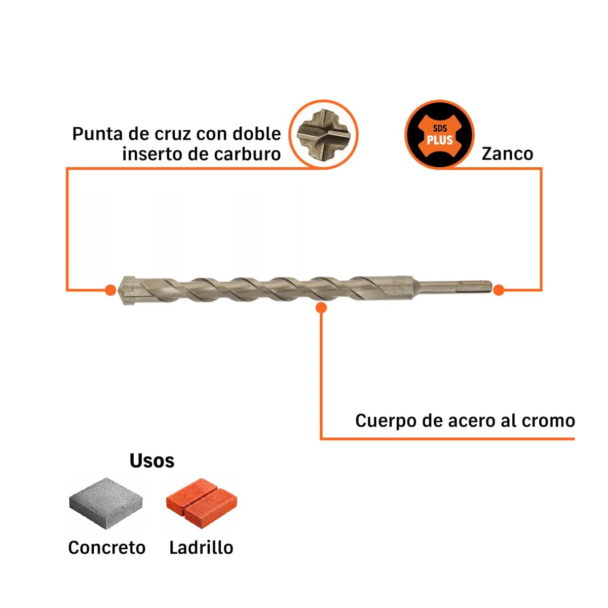 Broca SDS Plus 7/8" x 11" Truper - 11288