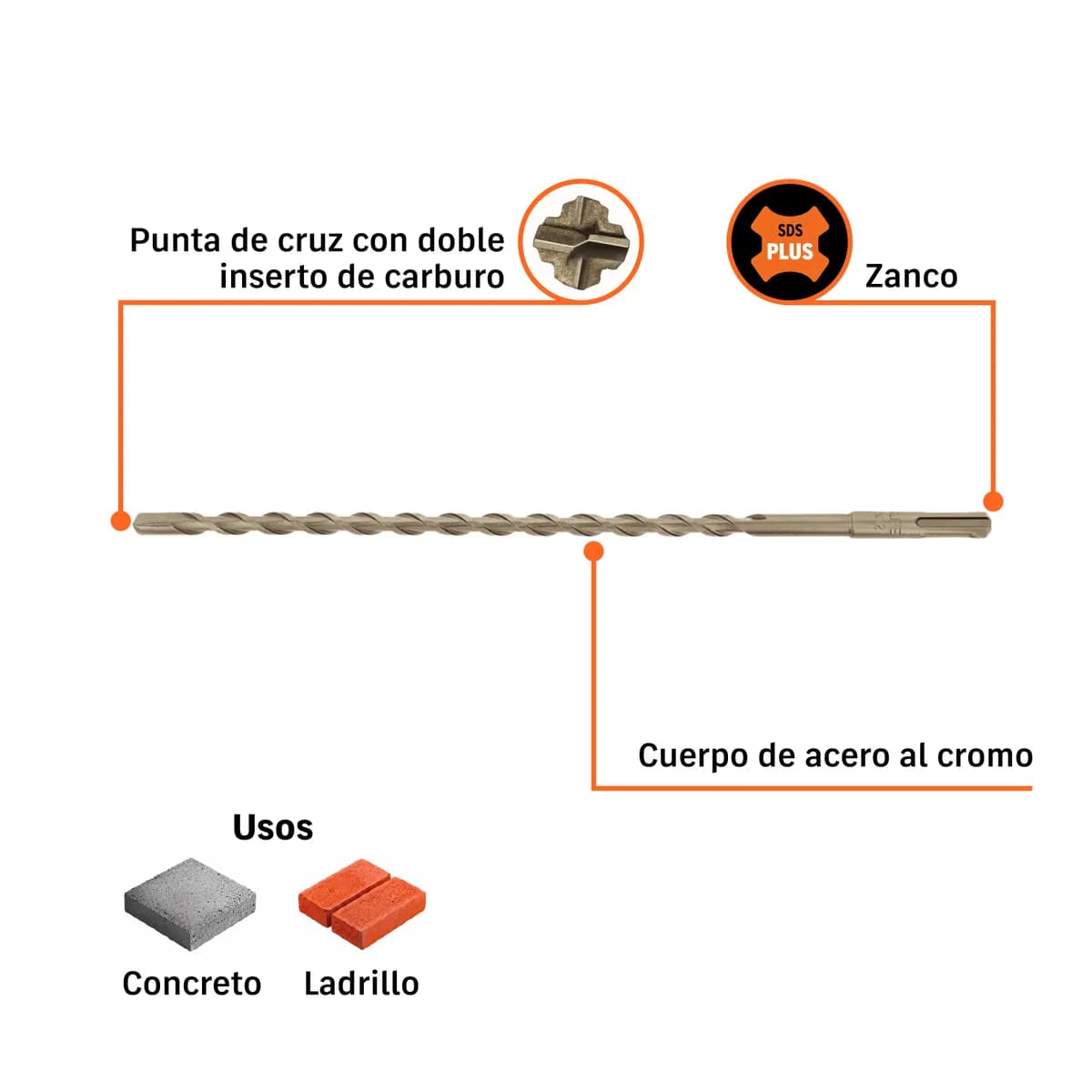 Broca SDS Plus 3/8" x 12" Truper - 11275