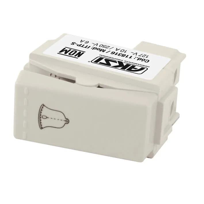 Botón de Timbre de Tecla 127V/10A Blanco AKSI - 118317