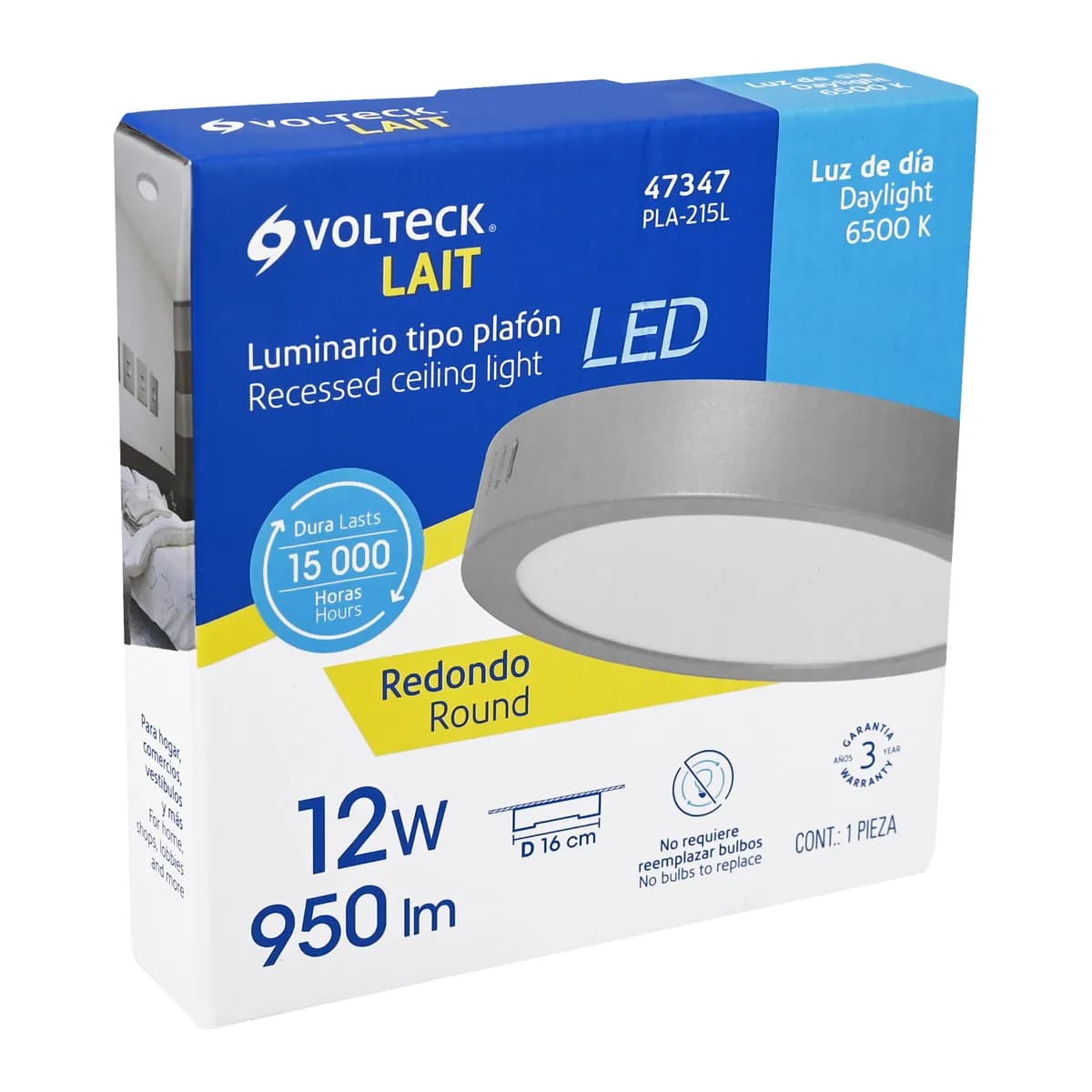 Luminario LED de Plafón 12 W Redondo Gris Volteck - 47347
