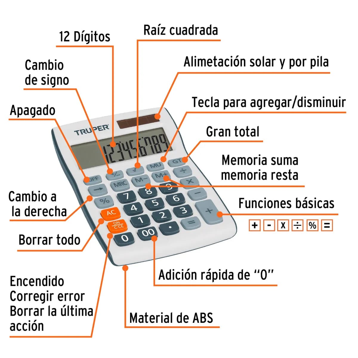 Calculadora de Escritorio 15 cm Truper - 60481