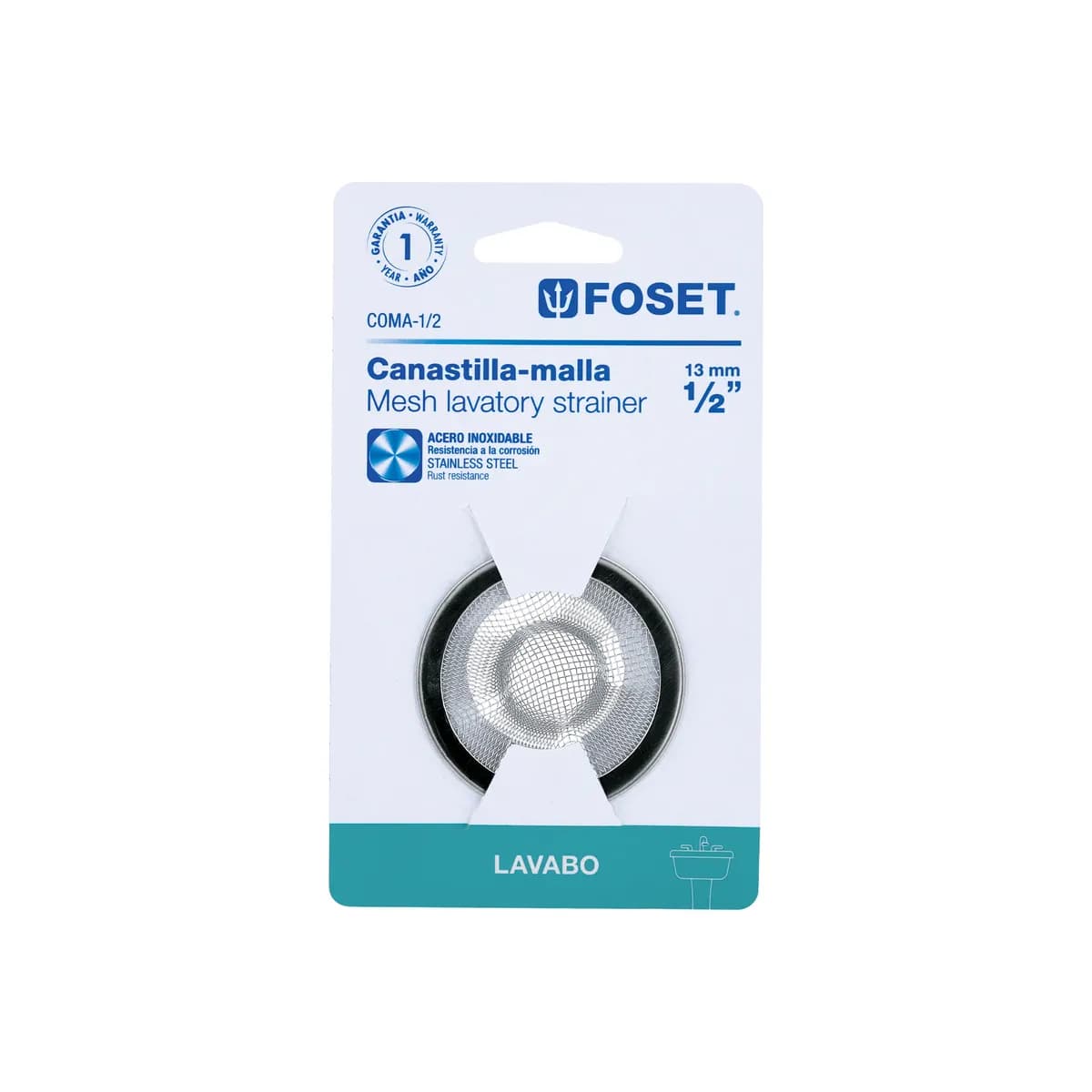 Canastilla de Malla 1/2" de Acero Inoxidable para Lavabo Foset - 45305