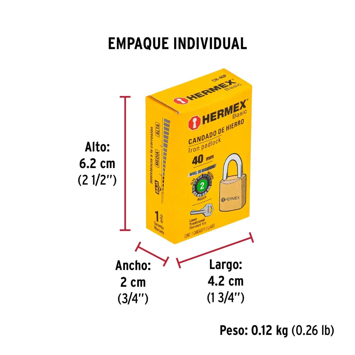 Candado de Hierro 40 mm Hermex - 23518